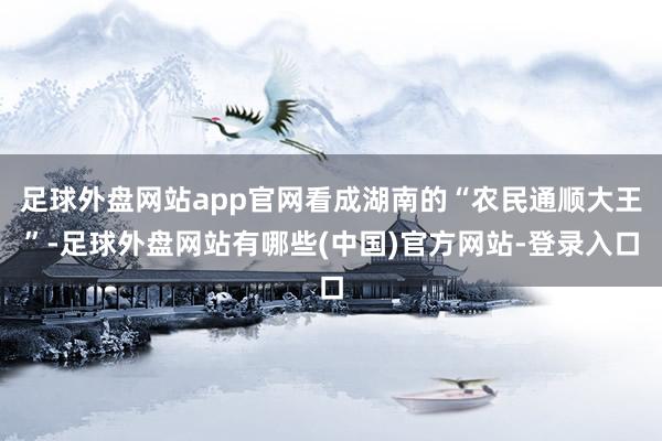 足球外盘网站app官网看成湖南的“农民通顺大王”-足球外盘网站有哪些(中国)官方网站-登录入口
