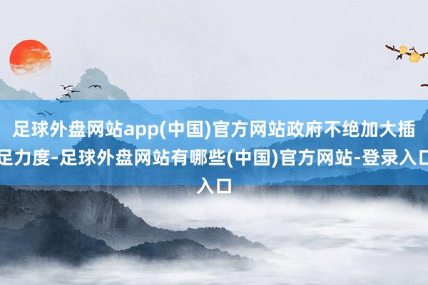 足球外盘网站app(中国)官方网站政府不绝加大插足力度-足球外盘网站有哪些(中国)官方网站-登录入口