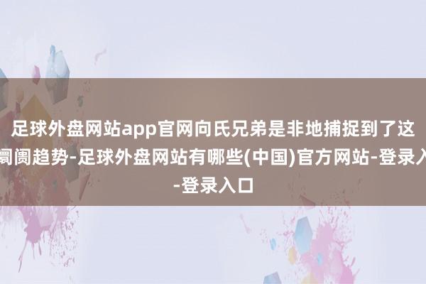 足球外盘网站app官网向氏兄弟是非地捕捉到了这一阛阓趋势-足球外盘网站有哪些(中国)官方网站-登录入口