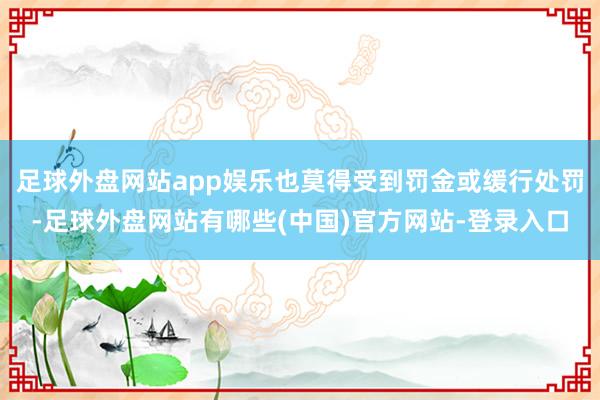 足球外盘网站app娱乐也莫得受到罚金或缓行处罚-足球外盘网站有哪些(中国)官方网站-登录入口