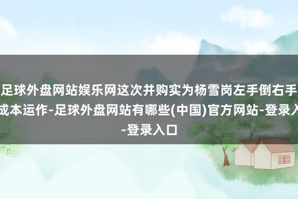 足球外盘网站娱乐网这次并购实为杨雪岗左手倒右手的成本运作-足球外盘网站有哪些(中国)官方网站-登录入口