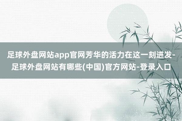 足球外盘网站app官网芳华的活力在这一刻迸发-足球外盘网站有哪些(中国)官方网站-登录入口